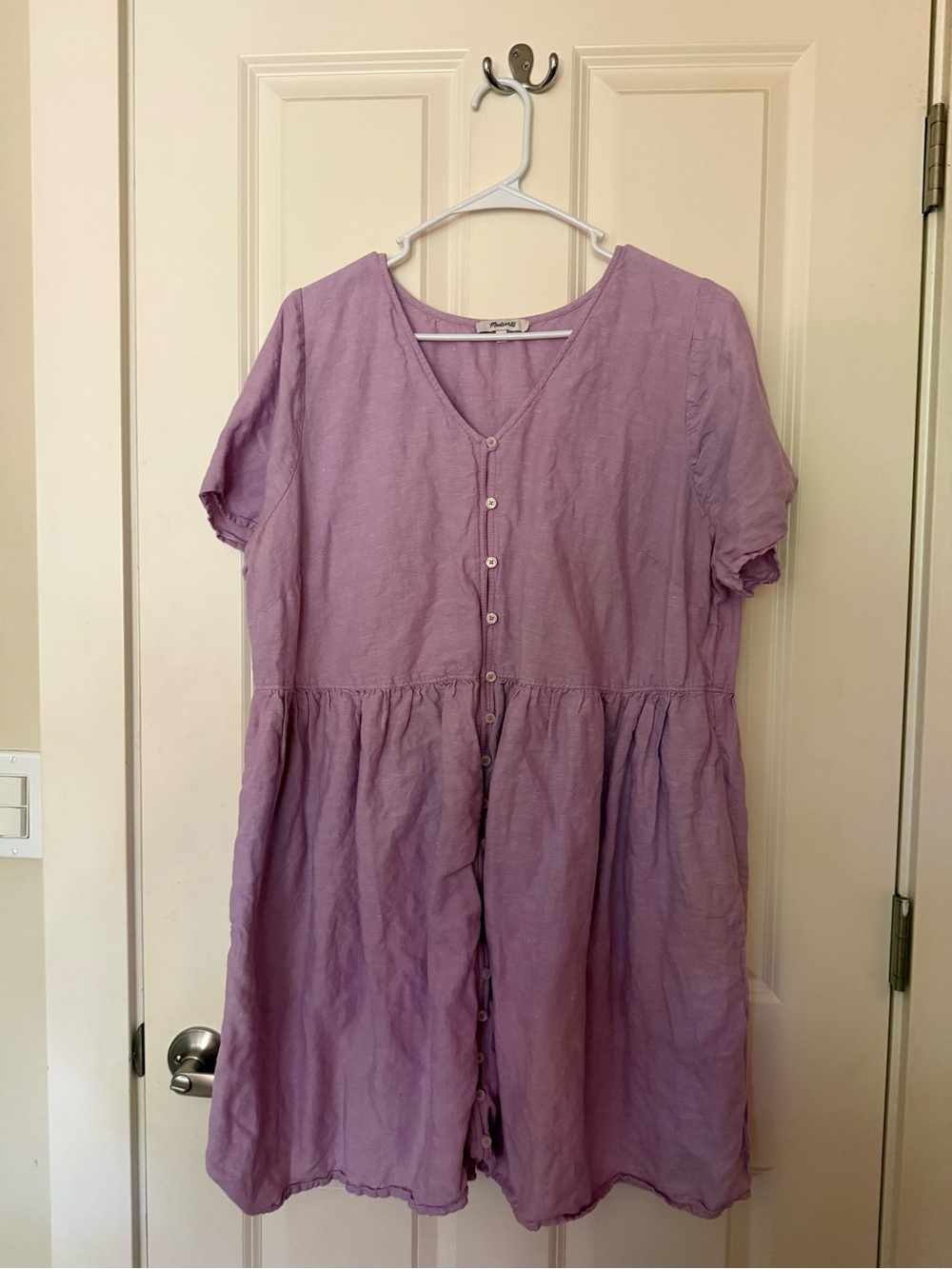 Linen-Blend Alexandra Button-Front Mini Dress